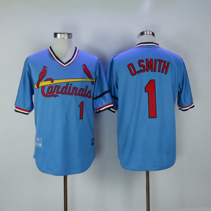 2017 MLB St. Louis Cardinals #1 O.Smith Blue Throwback Jerseys->st.louis cardinals->MLB Jersey